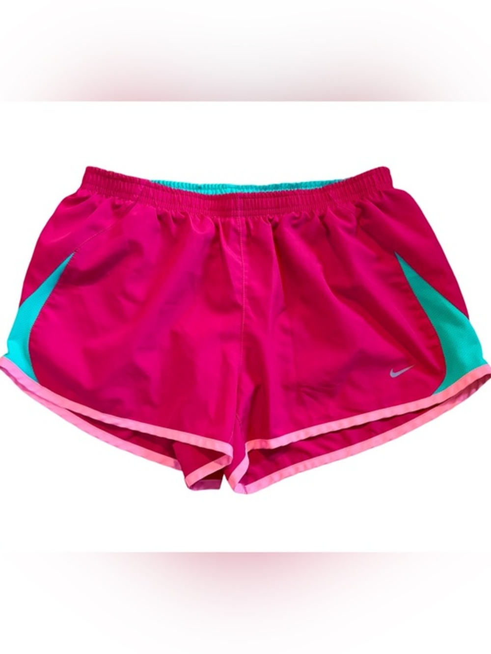 Nike Dri-FIT Raspberry Pink Running Shorts Aqua Mesh Lined Size Large